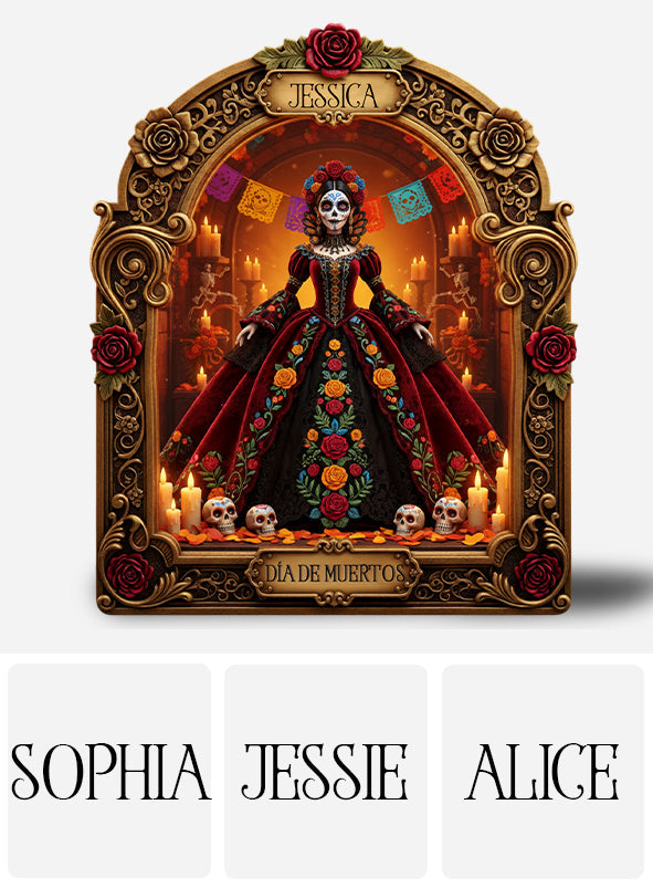 Día de Muertos, Tag der Toten – Personalisierte Acrylplakette in individueller Form für lateinamerikanische Frauen