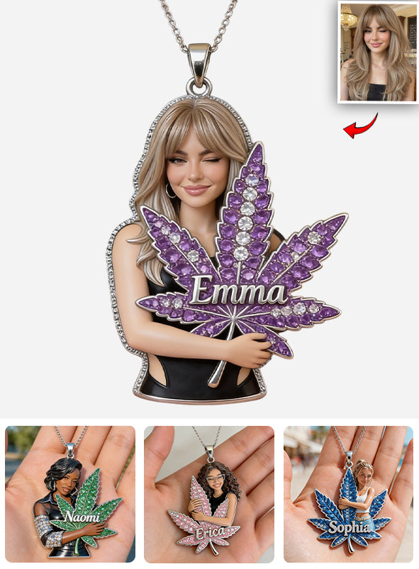 Custom Any Photo - Personalized Weed Shaped Metal Pendant Necklace
