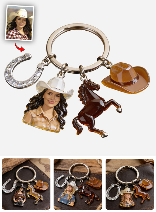 Custom Any Photo - Personalized Horse Keychain With Charms
