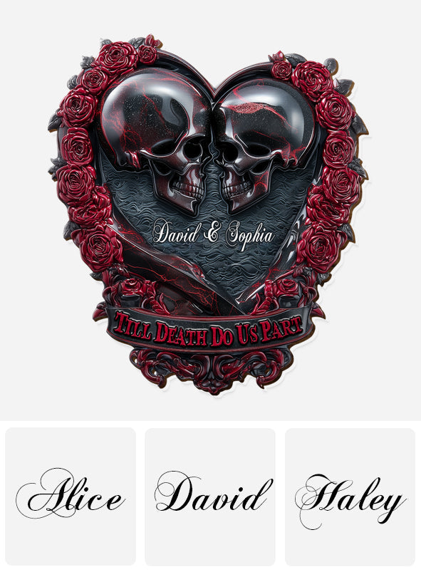 Bis dass der Tod uns scheidet – Personalisierter Totenkopf-Sonnenblendenclip fürs Auto.