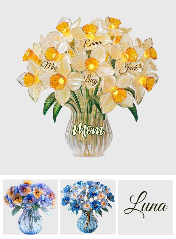 Mamas Blüte – Personalisierte Acrylplakette in individueller Form für die Mutter