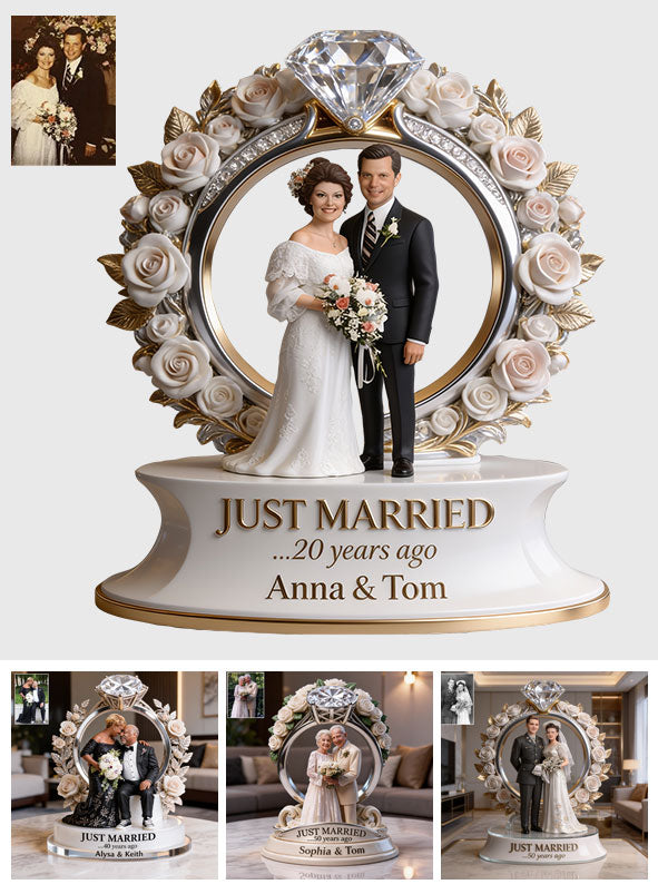 Just Married, Funny And Sentimental Anniversary Gift For Partner - Personalized Couple Custom Shaped Acrylic Plaque