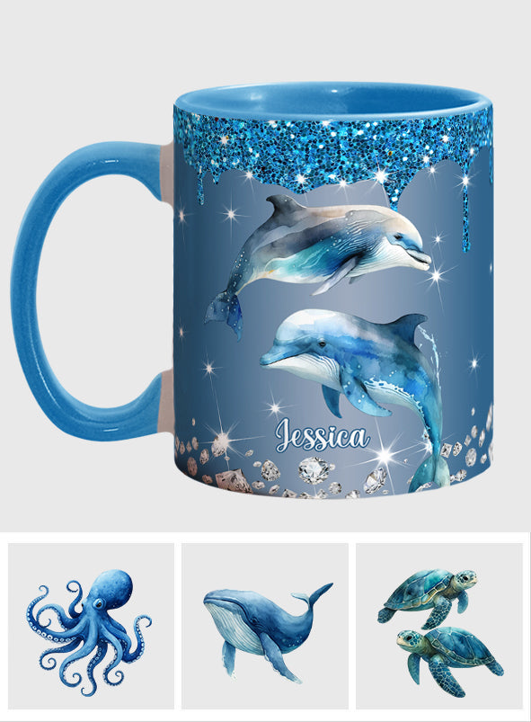 Wunderschöne Delfine/Schildkröten/Wale... - Personalisierte Tasse für Meeresliebhaber