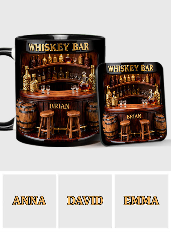 Whiskey Bar - Personalized Whisky Accent Mug & Coaster