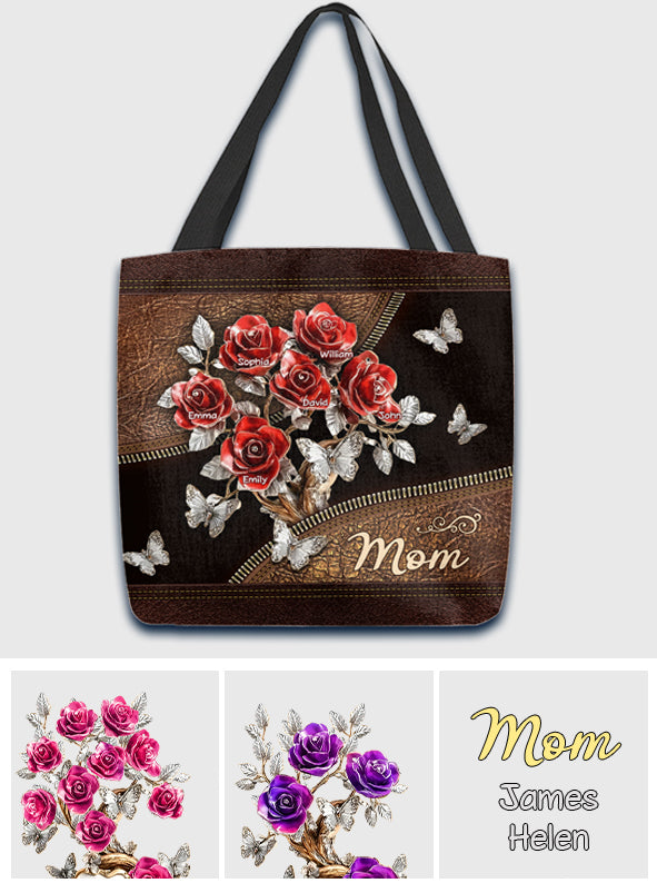 Wunderschöne Rosen als Geschenk für Mama, Oma,... - Personalisierte Tragetasche für Mütter