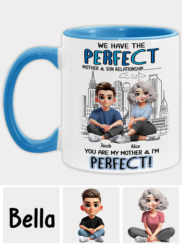 Mutter-Sohn-/Tochter-Beziehung – Personalisierte Tasse mit Muttermotiv