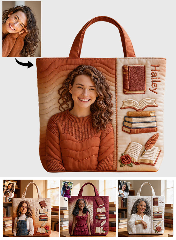 Custom Any Photo Love Books - Personalized Book Quilted Tote Bag