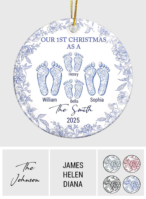 Unser erstes Weihnachten – Personalisierter Keramikkreis als Familienornament