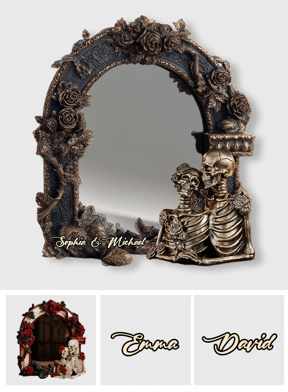 Couple Gothic Romance - Personalized Skull Wall Hanging Mirror