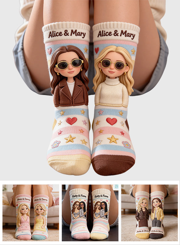 Custom Any Photo - Besties Forever - Personalized Bestie Socks
