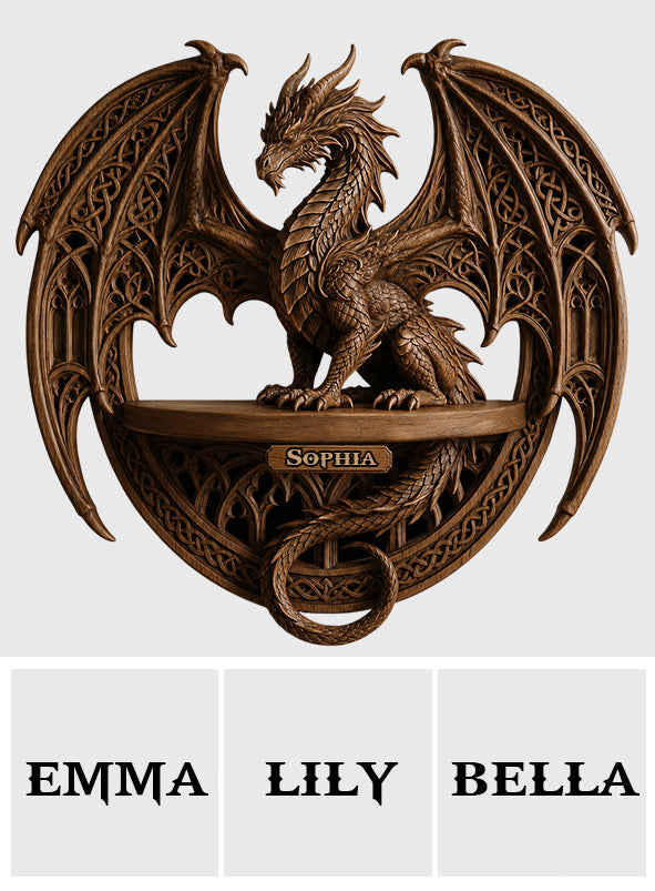 Cool Dragon - Personalized Dragon Wooden Floating Shelf