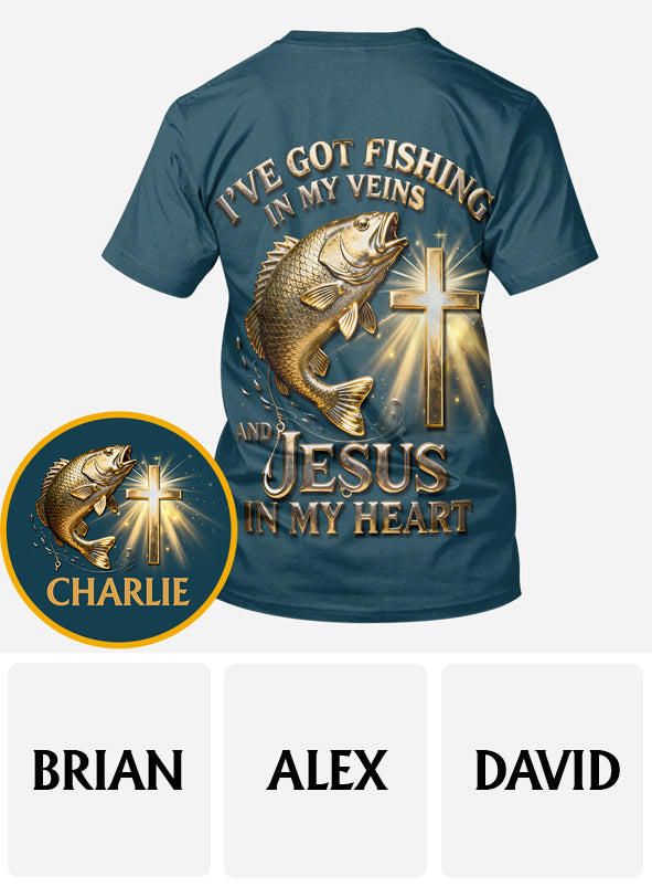 Ich habe das Angeln im Blut – personalisiertes Angel-Shirt