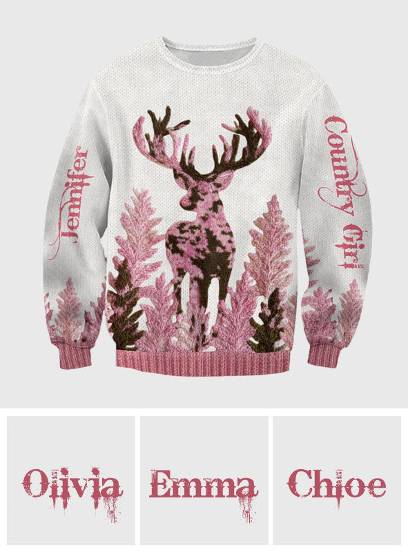 Country Girl - Personalized Hunting Ugly Sweater