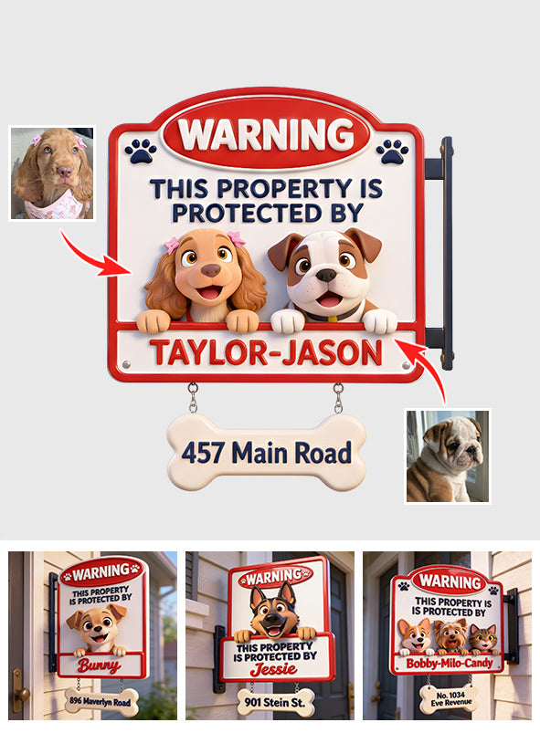 This Property Is Protected By - Personalized Dog Wooden Wall Mount Sign