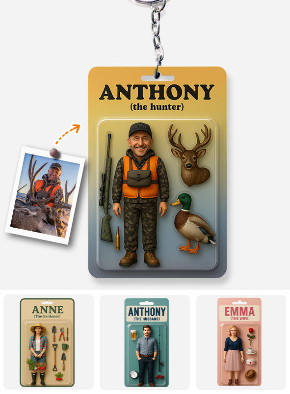 Custom Figure From Photo - Personalized Hunting Keychain