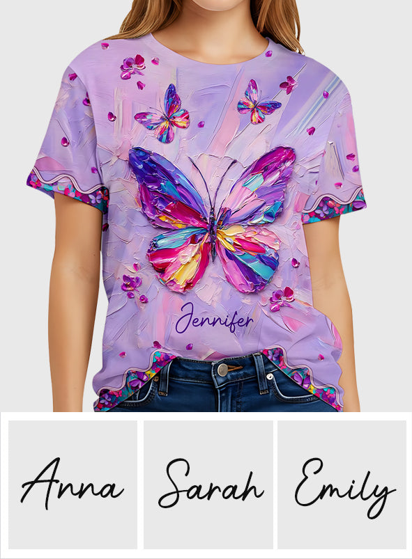 Wunderschöner Schmetterling – Personalisiertes T-Shirt mit Schmetterlingsmuster