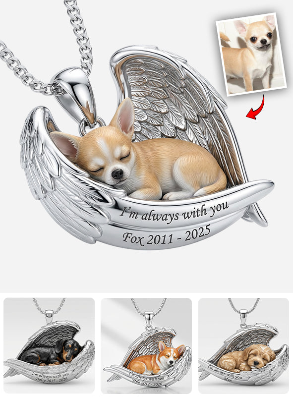Angel Wings - Personalized Dog Shaped Metal Pendant Necklace