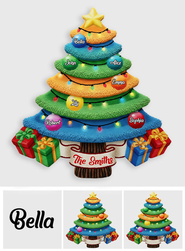 Familienweihnachtsbaum - Personalisierter, rutschfester, getufteter Familienteppich