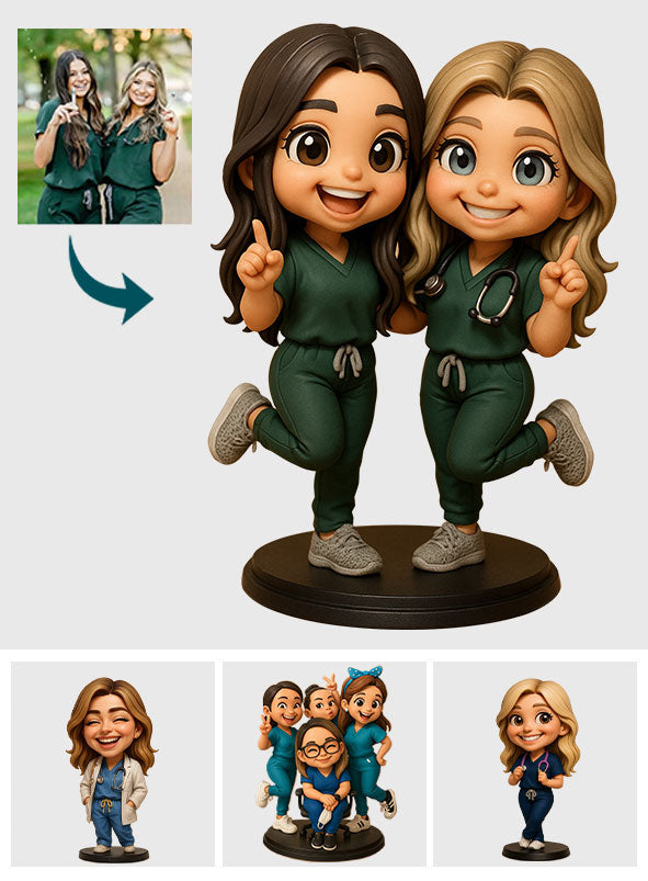 Chibi-Mediziner/in – Personalisierte Acrylplakette in individueller Krankenschwesterform