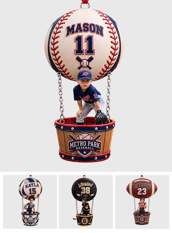 Any Sport Team Photo - Personalized Baseball Ornament With Charm
