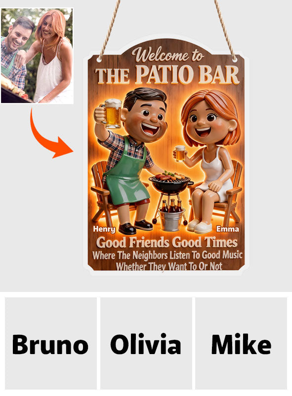 Patio Grilling Couple - Personalized Couple LED Light Acrylic Sign