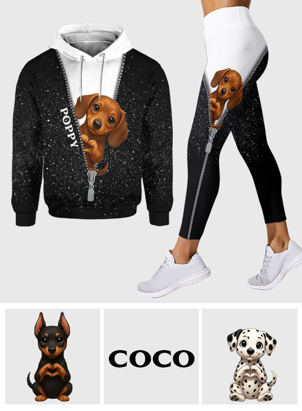 Niedliches Haustier schaut hervor – personalisierter Haustier-Hoodie und Leggings