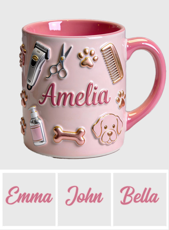 Hundefriseur – Personalisierte Tasse und Untersetzer mit Hundefriseur-Motiv