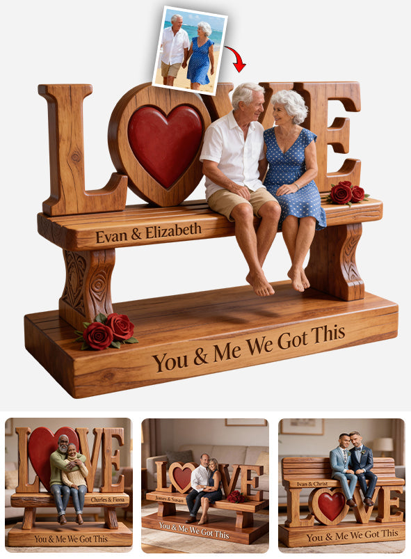 Du und ich, wir schaffen das – personalisierte Acrylplakette in individueller Form für Paare