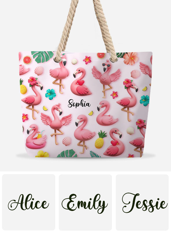 Flamingos lieben – Personalisierte Flamingo-Strandtasche
