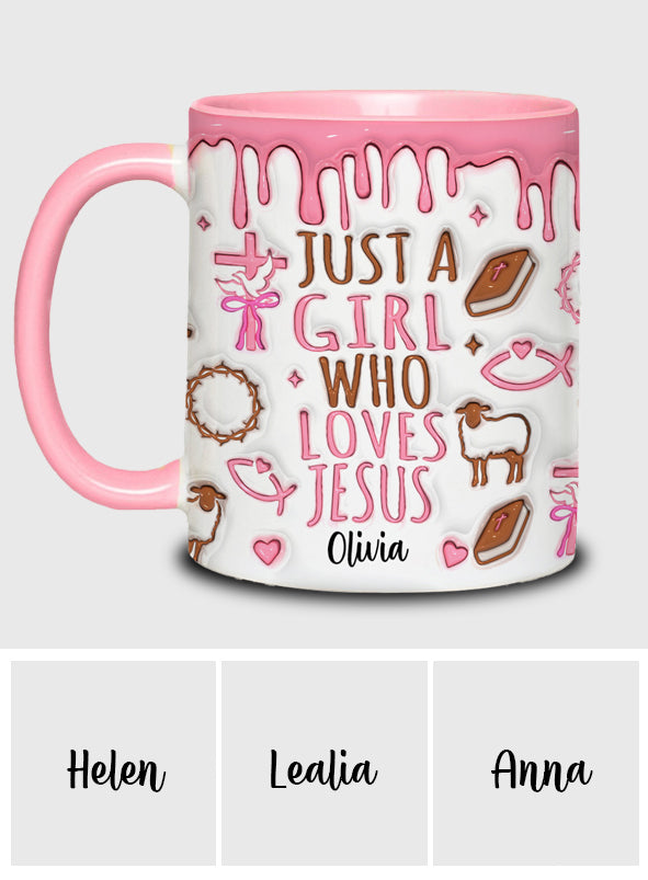 Just A Girl Who Loves Jesus - Personalized Christian Accent Mug