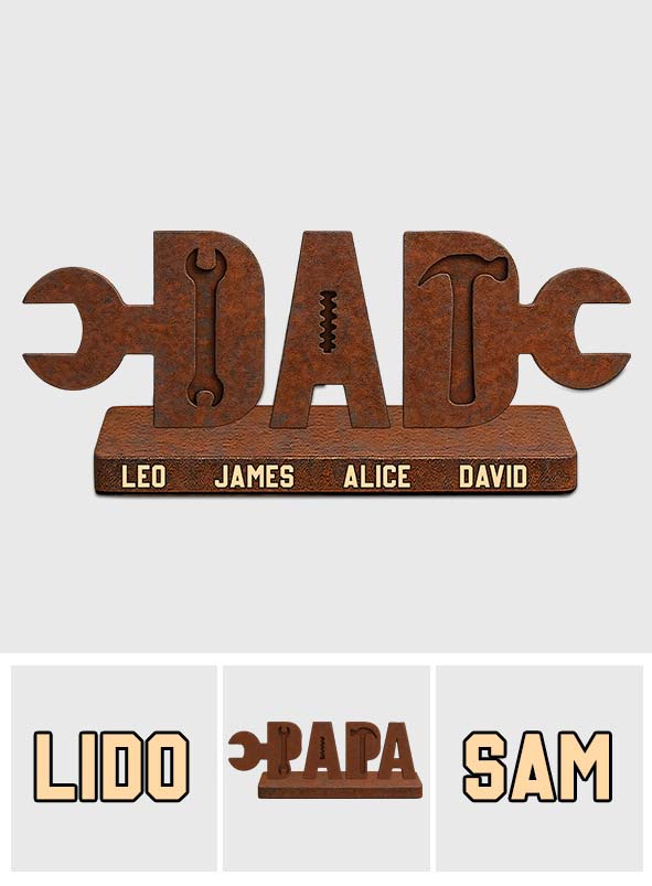 Dad And Hammer Kids - Personalized Father Custom Shaped Acrylic Plaque