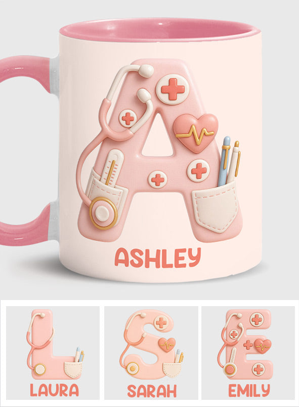 Nurse Alphabet Custom - Personalized Nurse Accent Mug