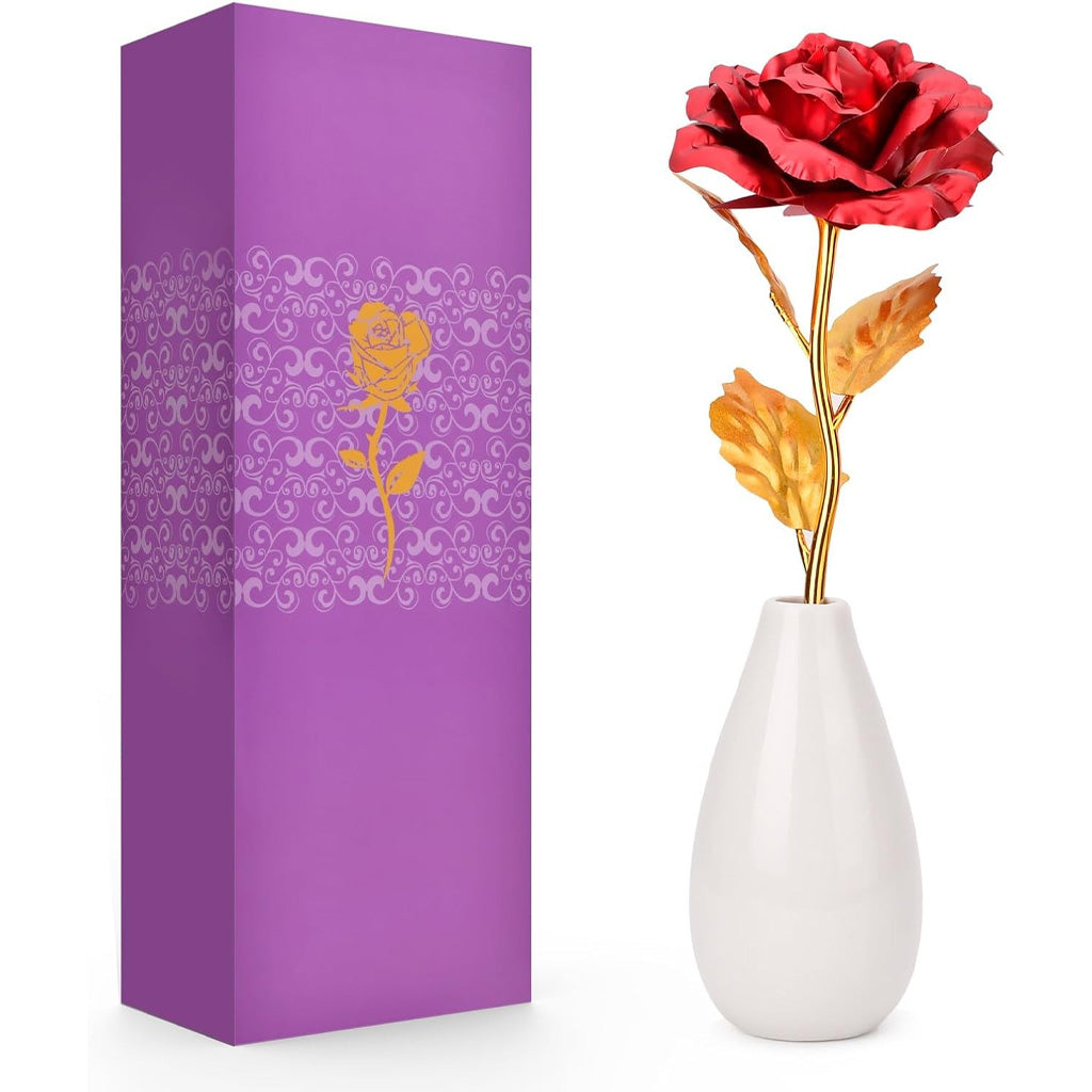 Künstliche Rose mit Vase – Muttertagsgeschenk für Mama