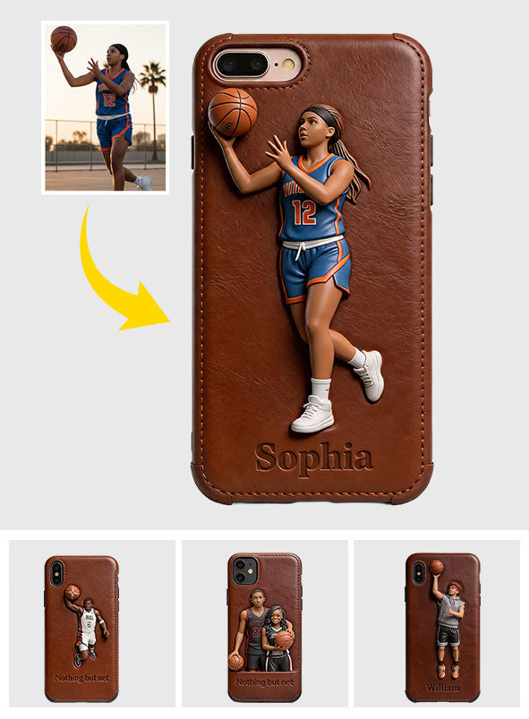 Love Basketball - Personalized Basketball Leather Phone Case