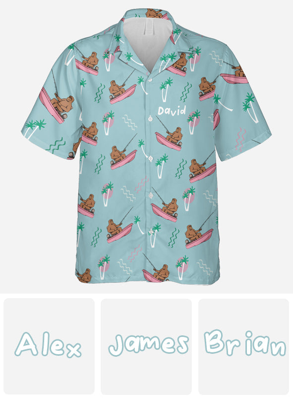 Funny Bigfoot Fishing Shirt - Personalized Fishing Hawaiian Shirt