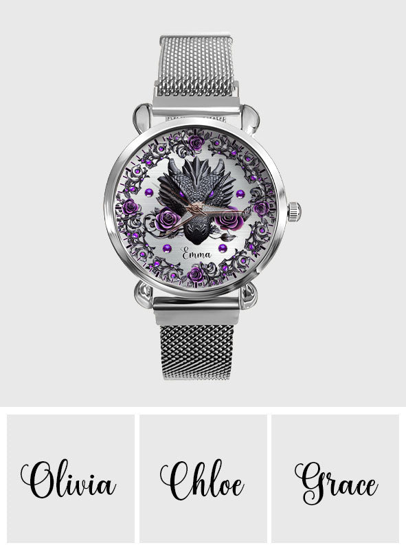 Dragon And Roses - Personalized Dragon Women Hand Watch