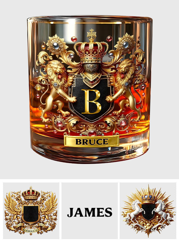 Wappen Löwe/Adler/Pferd – personalisiertes Whiskyglas