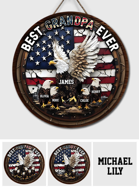 Bester Opa, Papa, Vater aller Zeiten - Personalisiertes rundes Holzschild für Väter