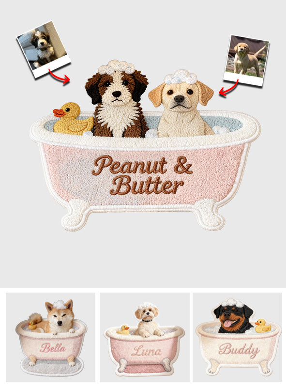 Maßgefertigter Badezimmerteppich für Haustierbesitzer – Personalisierter, rutschfester, getufteter Hundeteppich