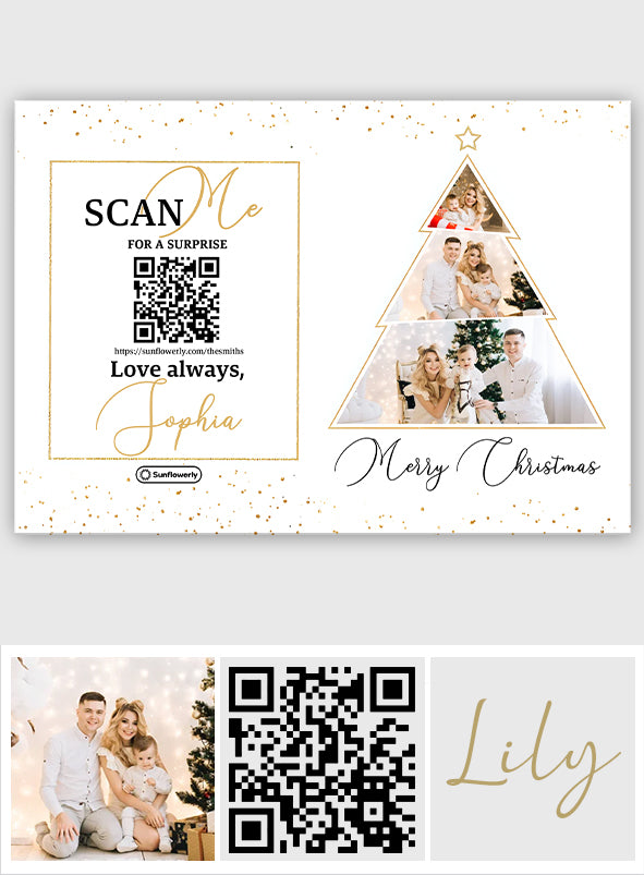 Weihnachtsbaum-Foto hochladen – personalisierte QR-Grußkarte