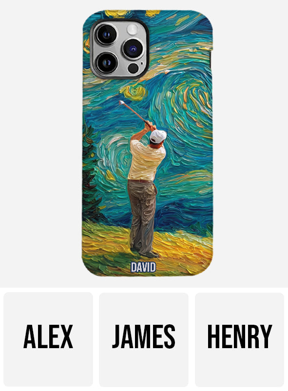 Golfing Under Starry Night - Personalized Golf Full Print Phone Case