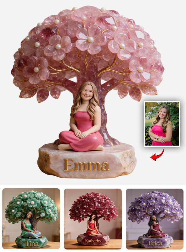 Any Photo Birthstone Style Flower Tree - Personalized Birth Stone Custom Shaped Acrylic Plaque