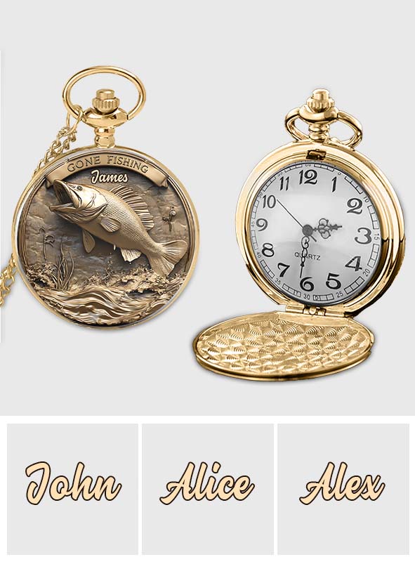 Angeln gegangen – Personalisierte Angler-Taschenuhr
