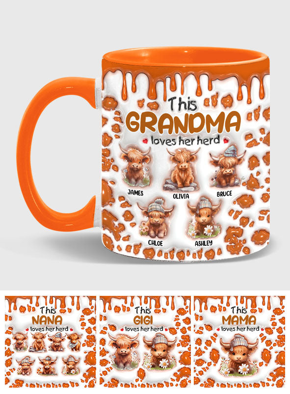 This Grandma Loves Her Herd - Personalized Grandma Accent Mug