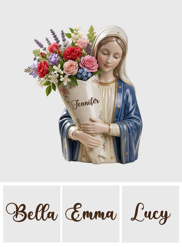 Die Gnade der Jungfrau Maria - Personalisierte christliche Acrylblumenvase