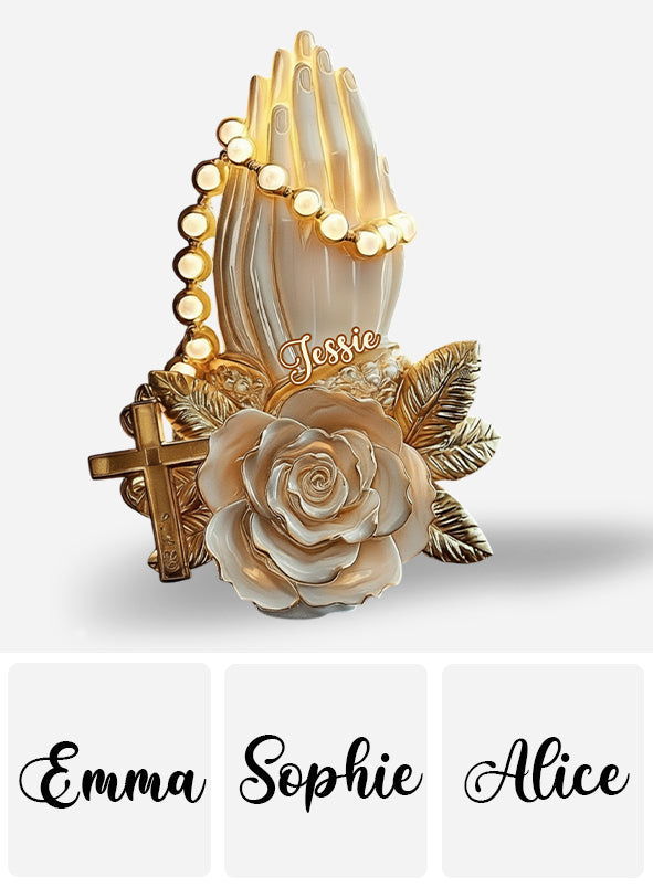 Betende Hände – Personalisierte christliche Acrylplakette in individueller Form