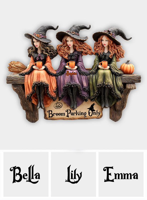 Bloom Parking – Personalisiertes Hexen-Holzschild in individueller Form