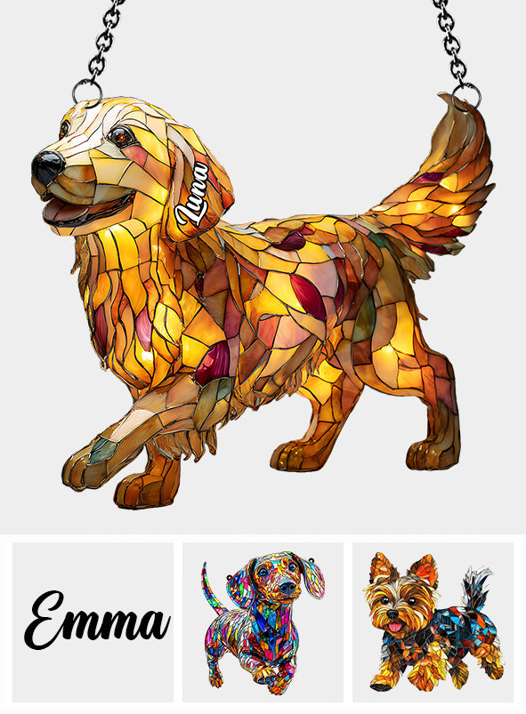 Ich liebe meinen Hund – Personalisierter Hunde-Fensterhänger-Sonnenfänger