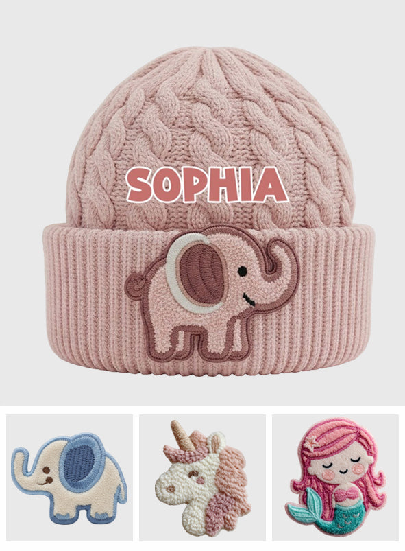 Baby Winter - Personalized Kid Beanie Hat With Patches