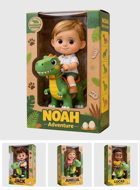 Dinosaurier-Abenteuer – Personalisierte Acrylplakette in Kinderform